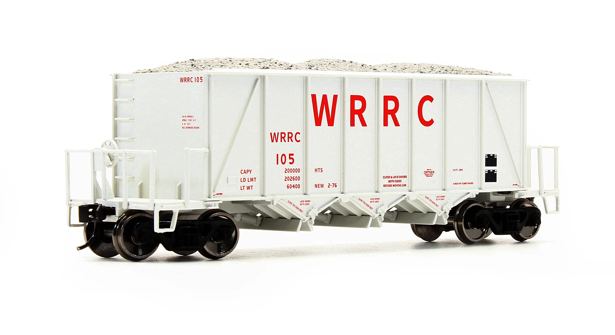 Pre-Owned 40' Ortner 100-Ton Aggregate Hopper Western Railroad WRRC - Road #105 - Image 2