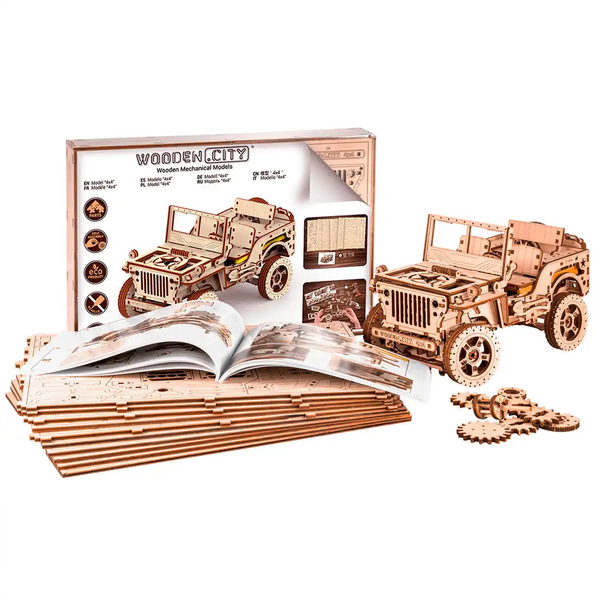 3D Wooden Car Puzzle – Car 4x4 - Image 2