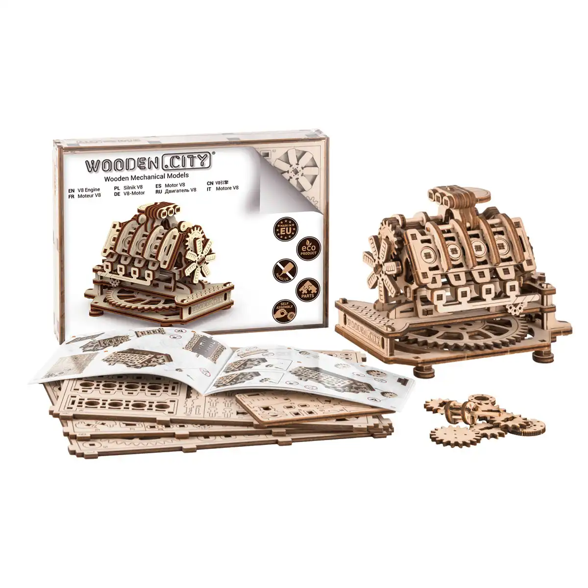 3D Wooden Mechanical Puzzle – V8 Engine - Image 3