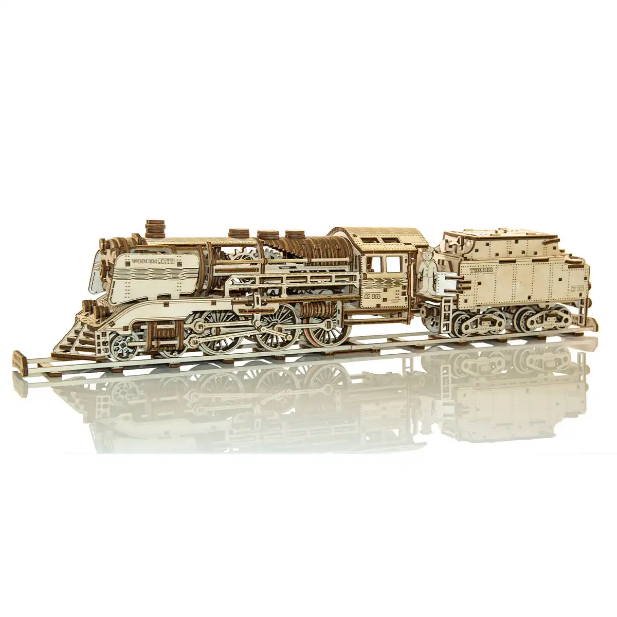 3D Wooden Train Puzzle – Wooden Express + Tender with Rails - Image 2
