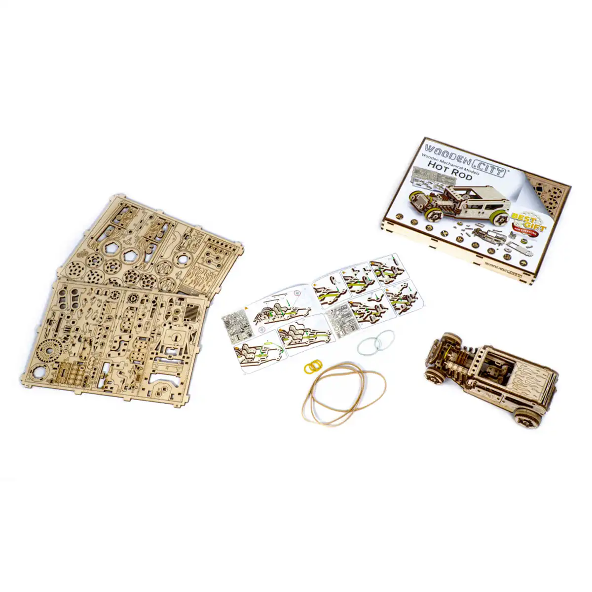 3D Wooden Car Puzzle – Hot Rod - Image 8