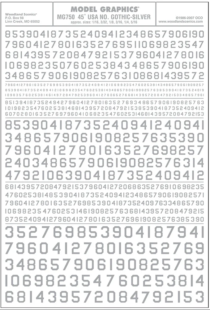 45° USA Gothic Numbers Silver